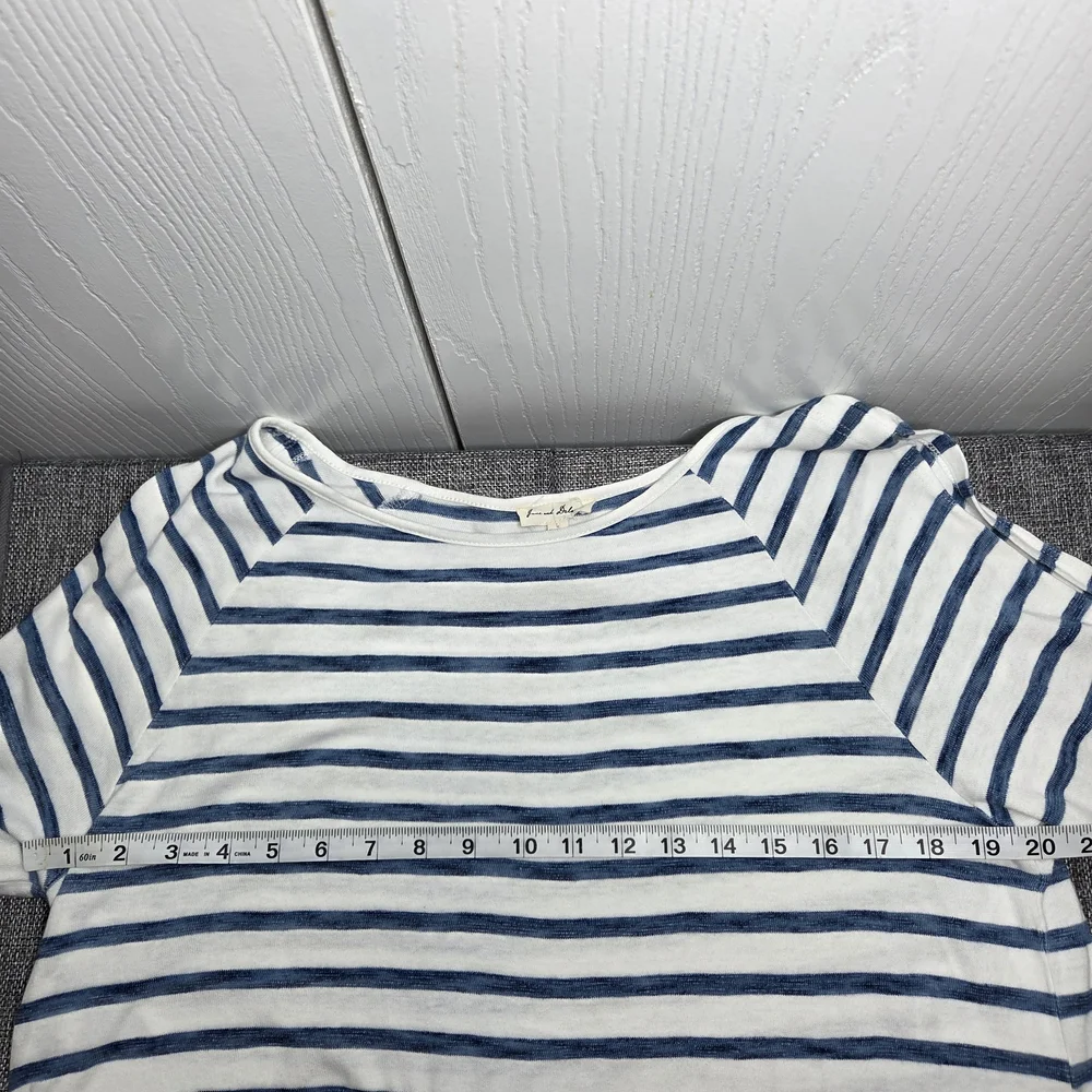 Jane & Delancey Navy White Striped Tie Sleeve Top L Nautical Coastal